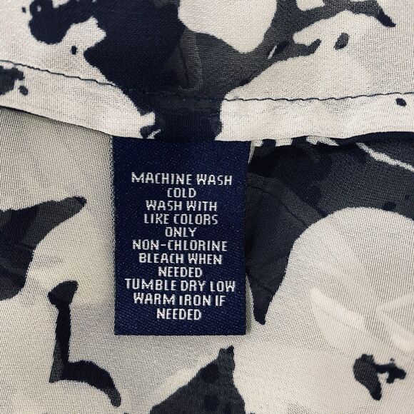 CHAPS 2X Women’s Navy White Floral Sheer Peasant Cottagecore Chic Beachy Blouse - Picture 9 of 15